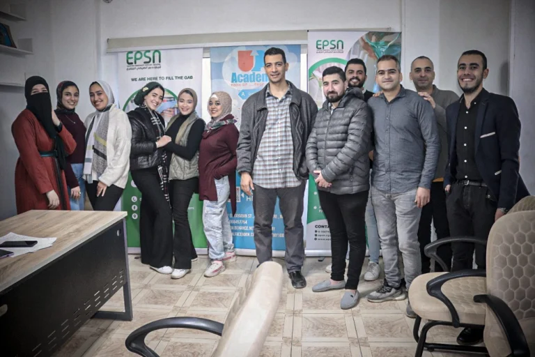The team together at the office